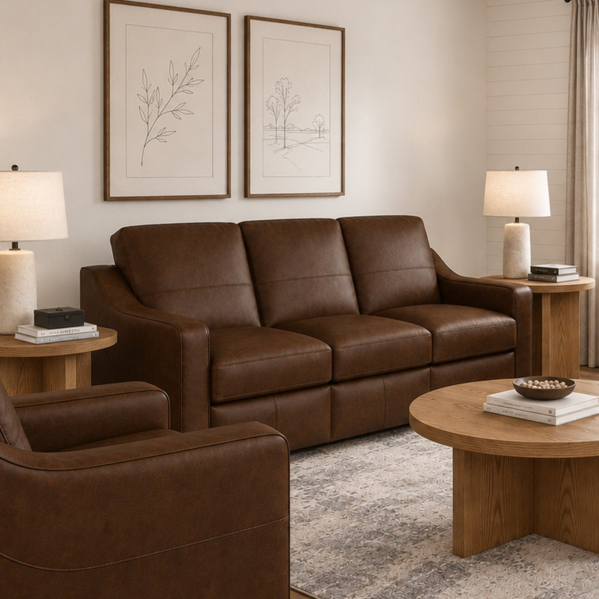 Hudson Leather Sofa in Woodland