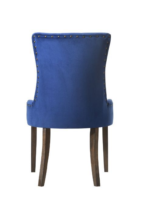 Farren - Side Chair Set of 2) - Blue Velvet & Weathered Oak