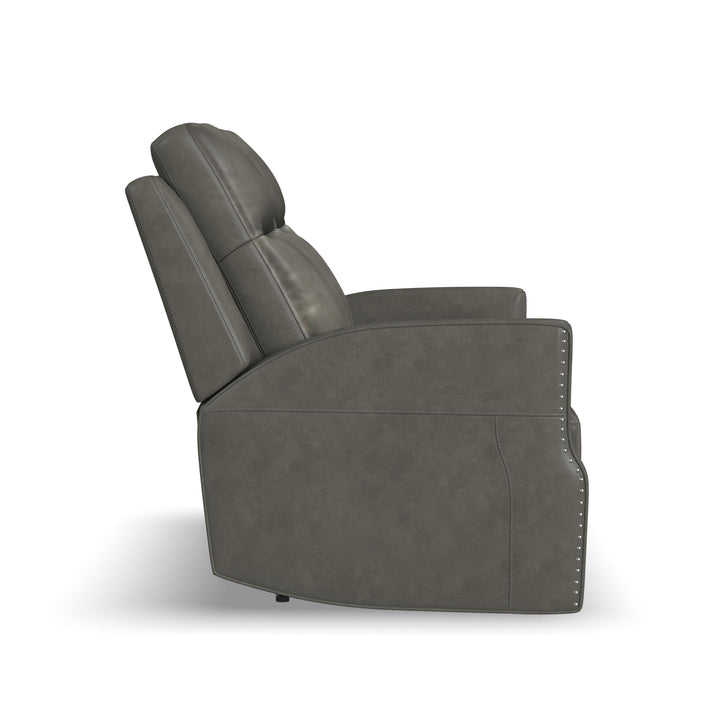 Maxwell Leather Power Reclining Loveseat with Power Headrests and Lumbar in Cinder