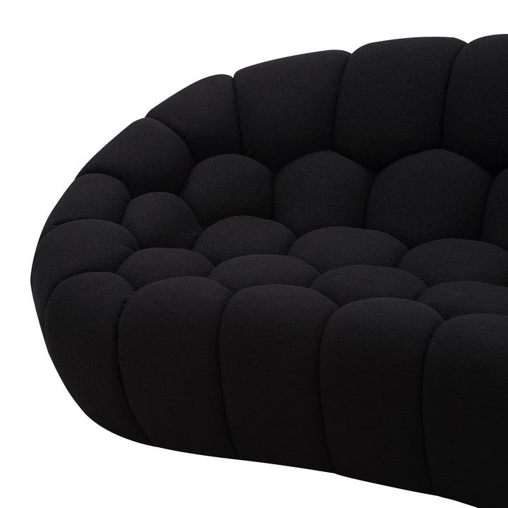 Yolonda - Modern Curved Black Fabric Sofa