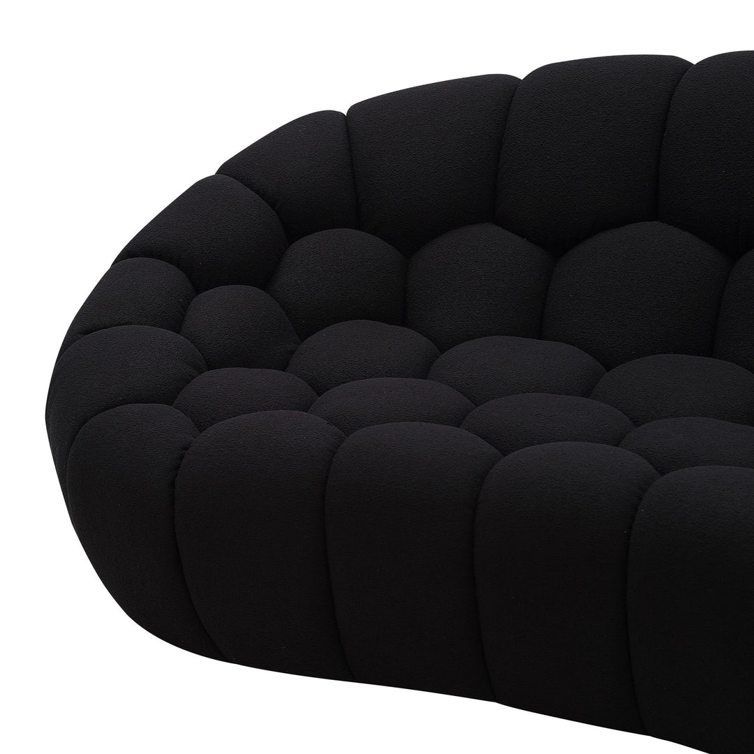 Yolonda - Modern Curved Black Fabric Loveseat