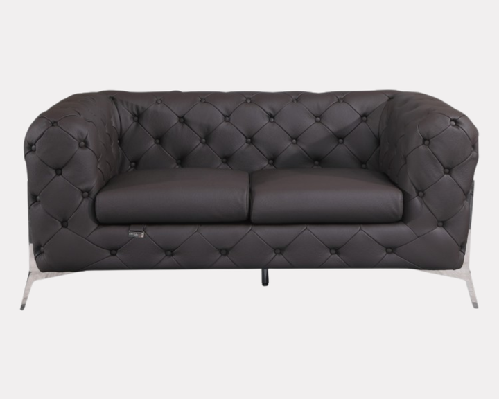 DivanItalia 970 Italian Leather Brown Loveseat