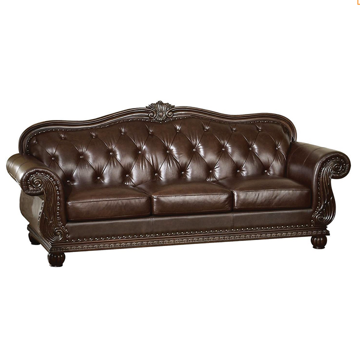 Anondale Sofa in Espresso Top Grain Leather Match &amp; Cherry