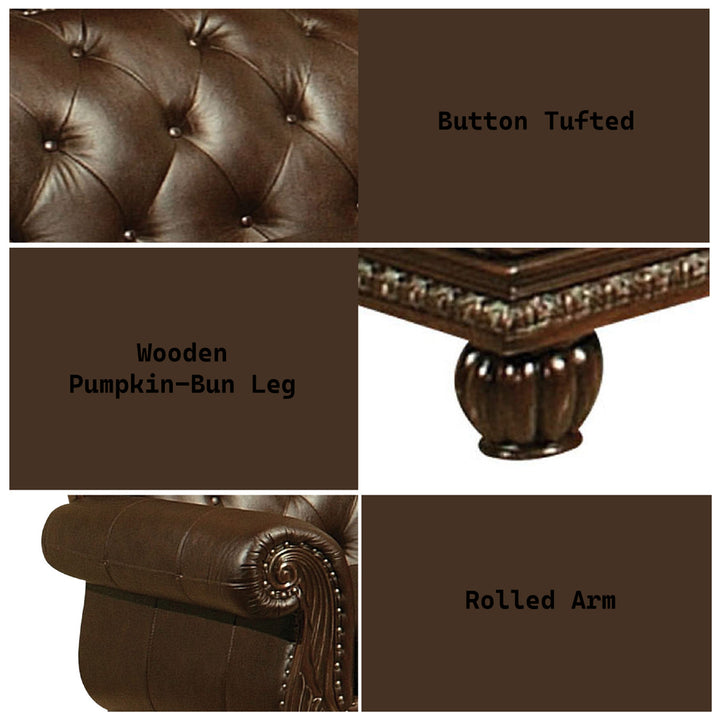 Anondale Loveseat in Espresso Top Grain Leather Match &amp; Cherry - features