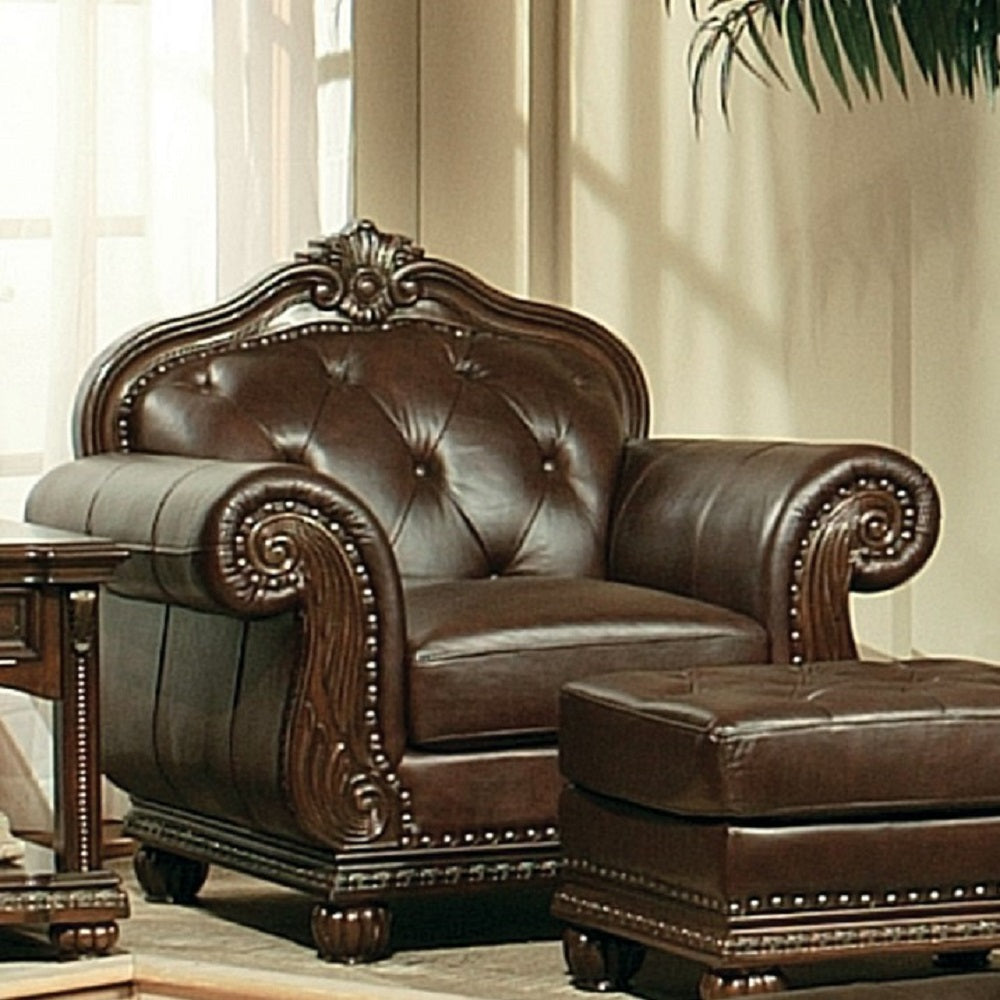 Anondale Chair in Espresso Top Grain Leather Match & Cherry