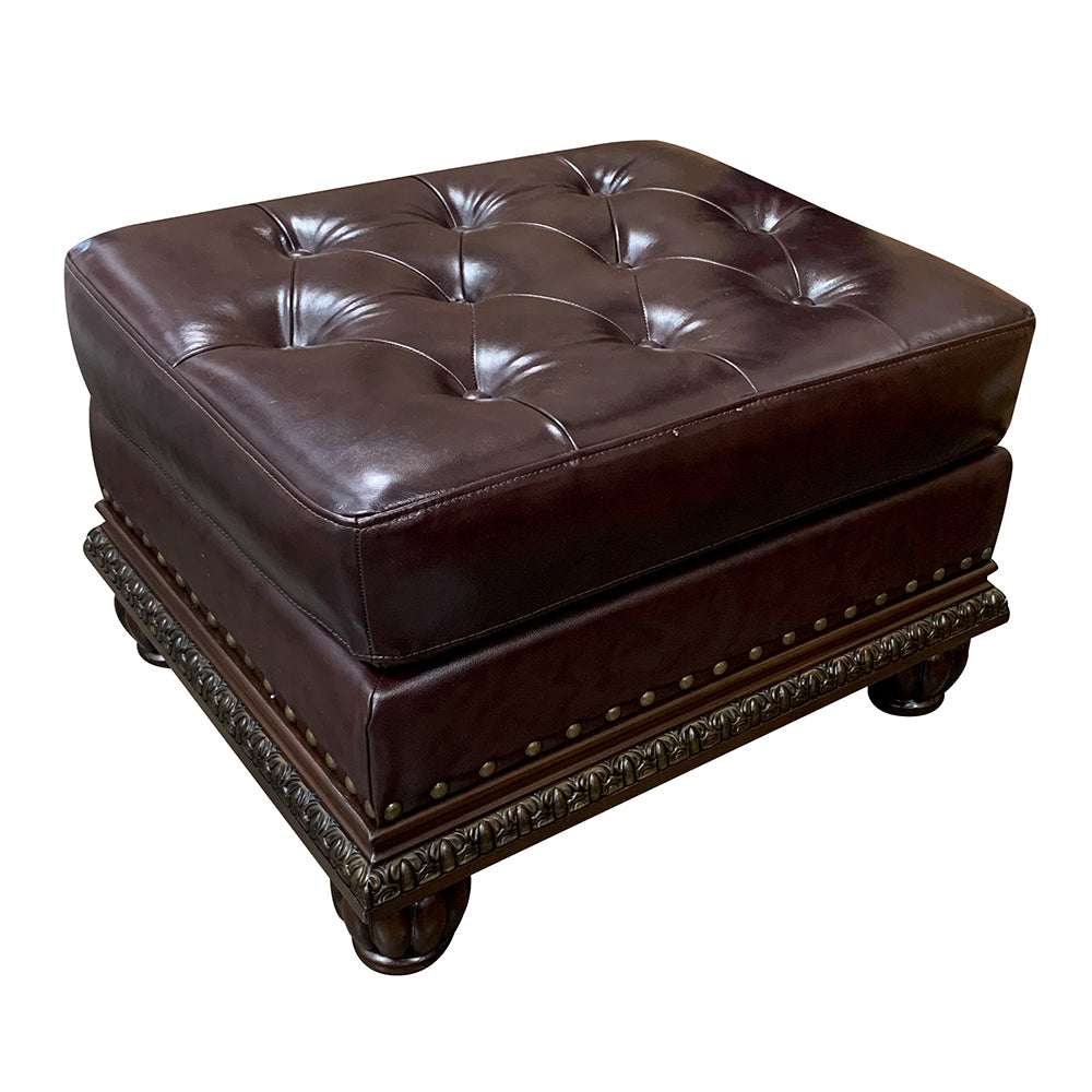 Anondale Ottoman in Espresso Top Grain Leather Match & Cherry Finish
