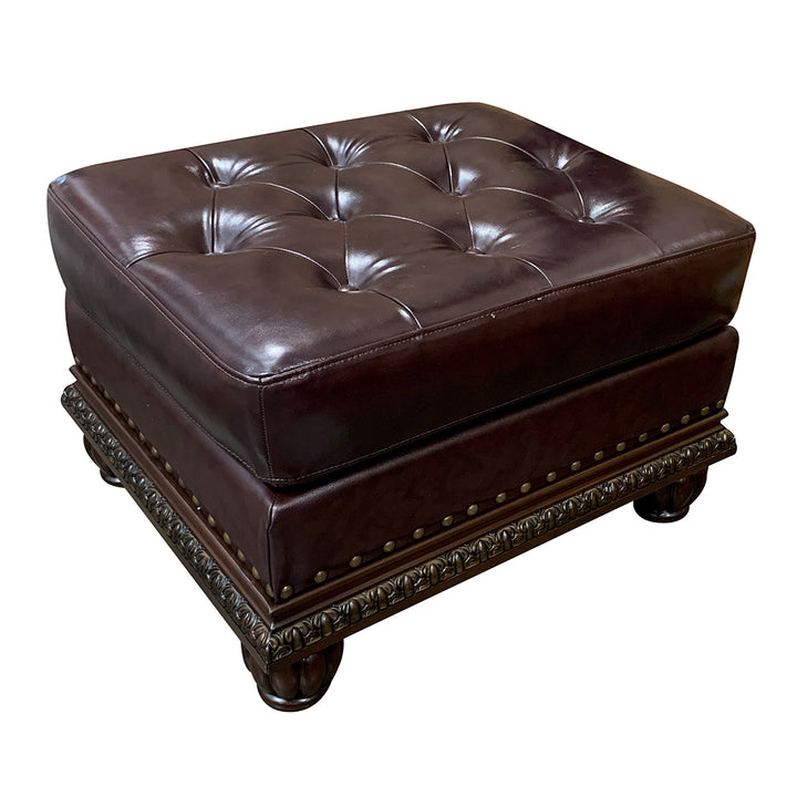 Anondale Ottoman in Espresso Top Grain Leather Match &amp; Cherry Finish