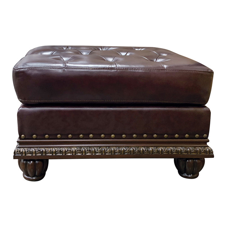 Anondale Ottoman in Espresso Top Grain Leather Match &amp; Cherry Finish