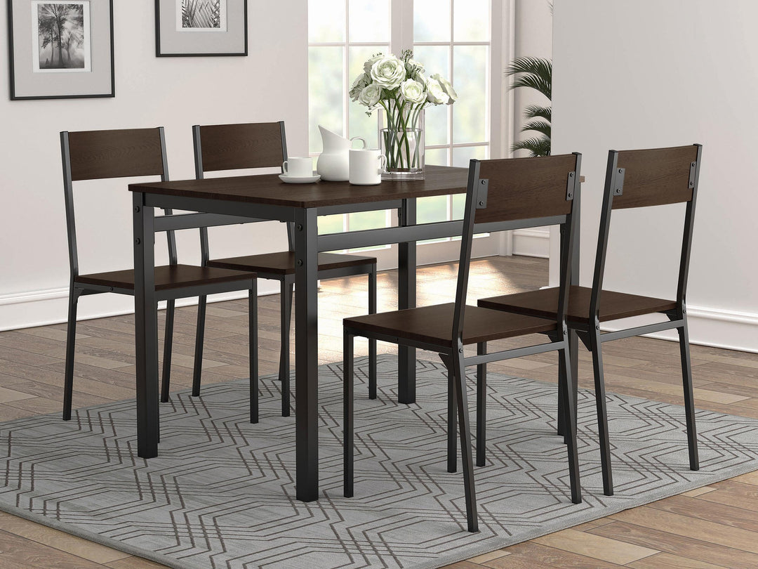 coaster-furniture-150505-lana-5-piece-rectangular-dining-set-dark-brown-and-black