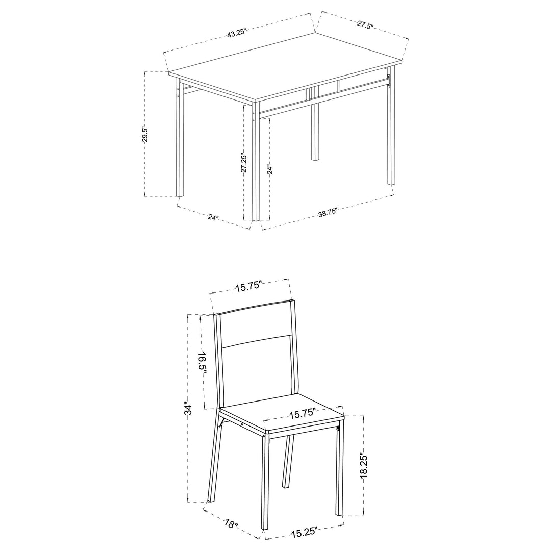coaster-furniture-150505-lana-5-piece-rectangular-dining-set-dark-brown-and-black
