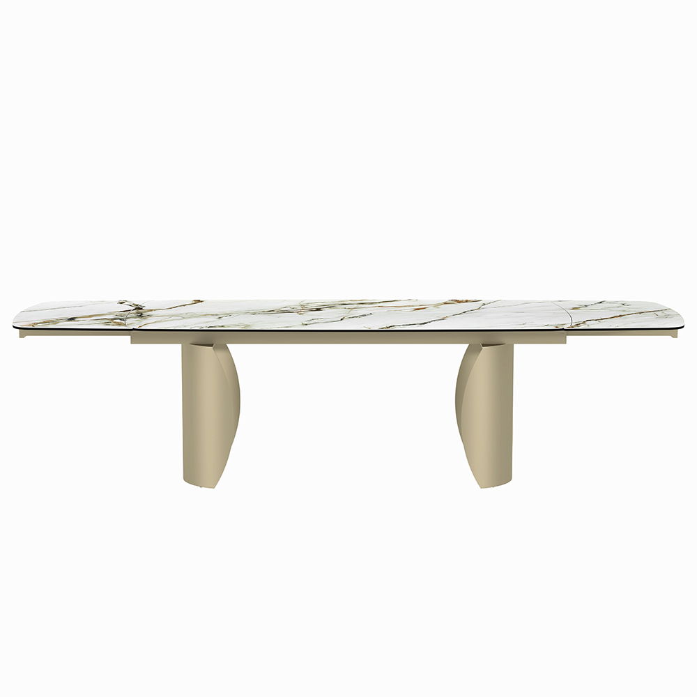 Cora - Dining Table - Ceramic Top & Golden Champange