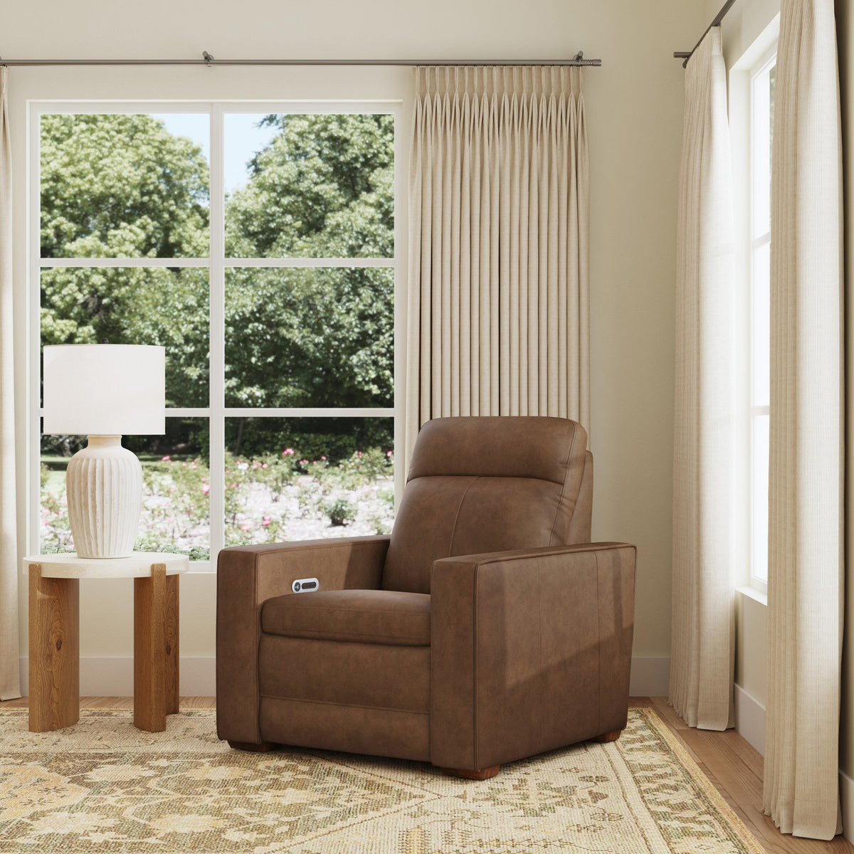 Dutch Leather Power Recliner with Power Headrest & Lumbar in Cortado