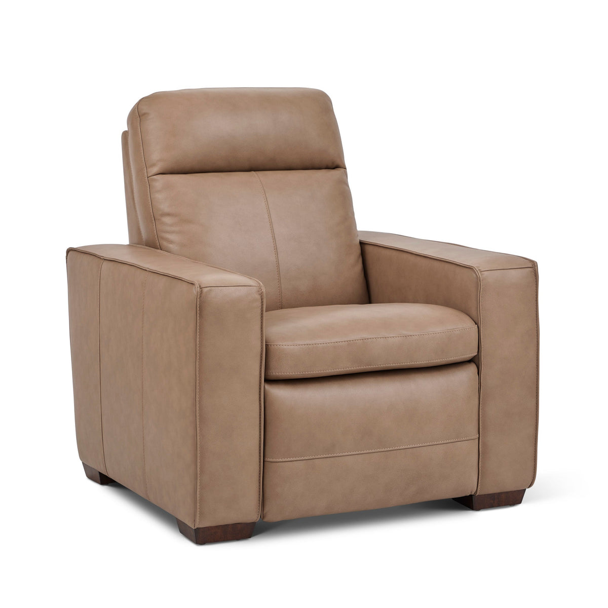 Dutch Leather Power Recliner with Power Headrest & Lumbar in Desert