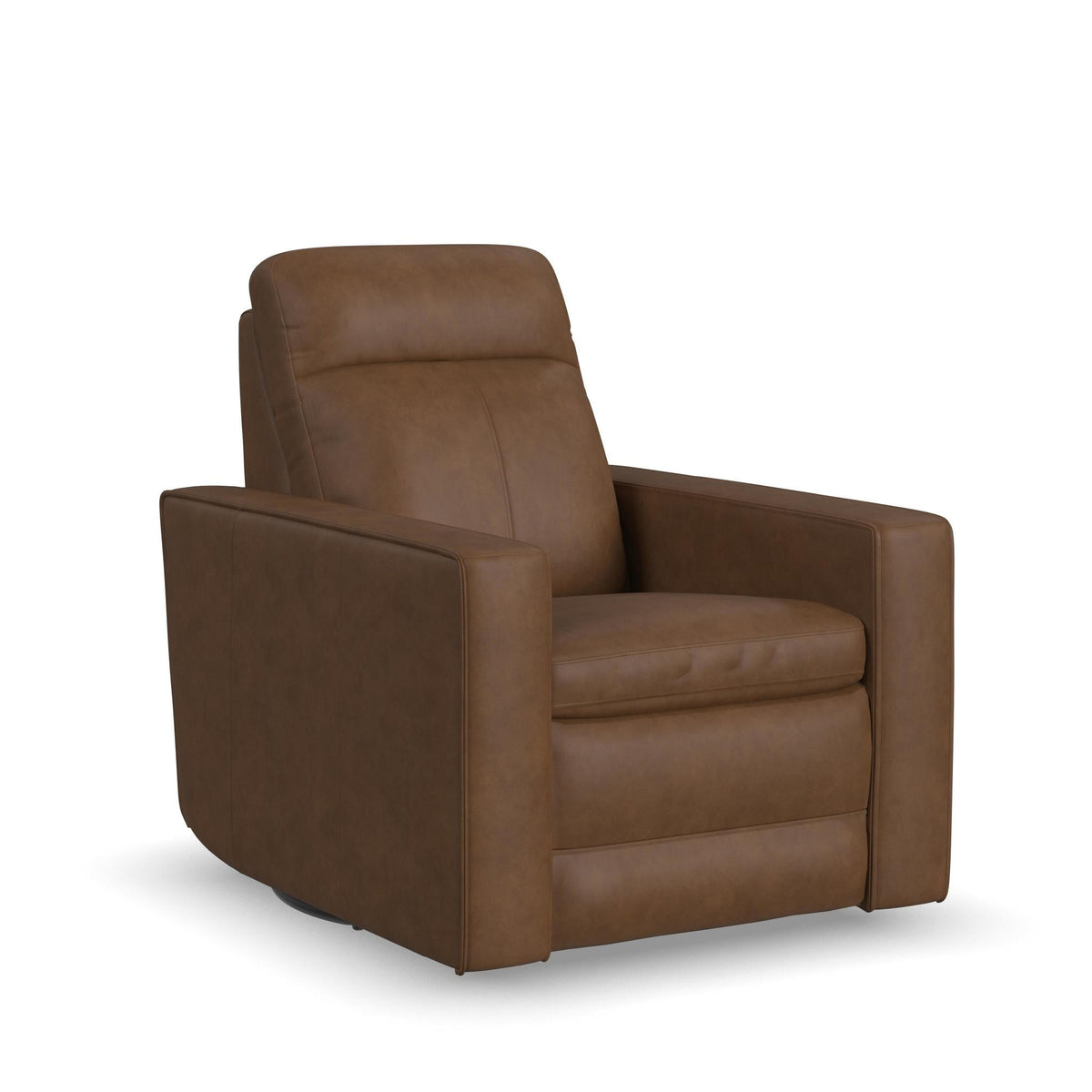 Dutch Leather Power Swivel Gliding Recliner with Power Headrest, Lumbar, Heat & Massage in Cortado