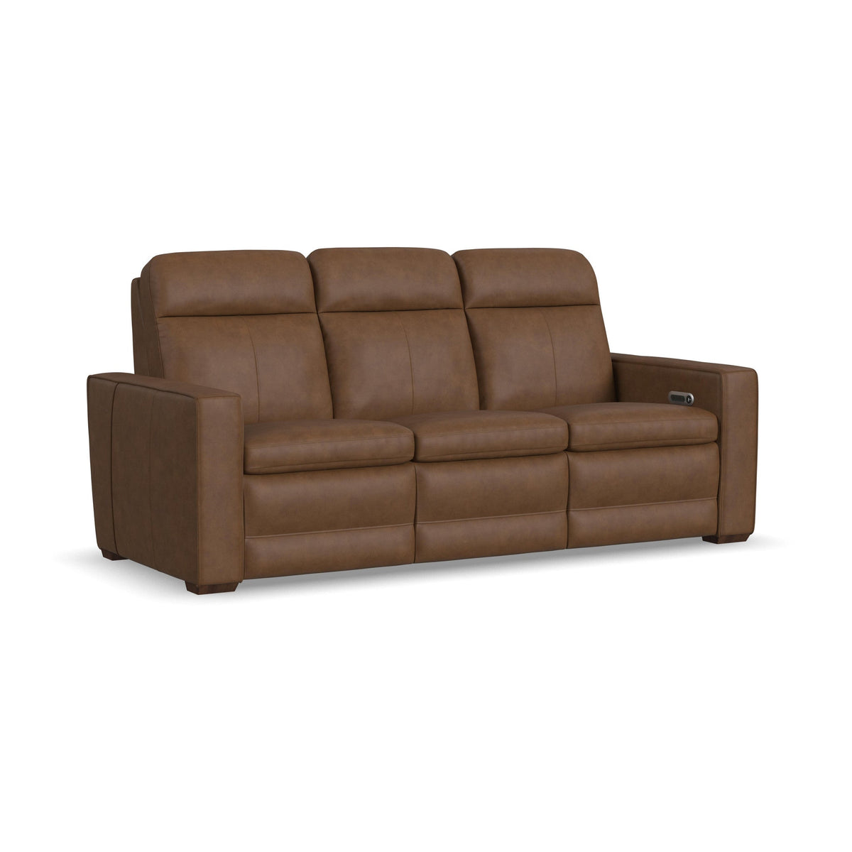 Dutch Leather Power Reclining Sofa with Console, Power Headrest, & Lumbar in Cortado