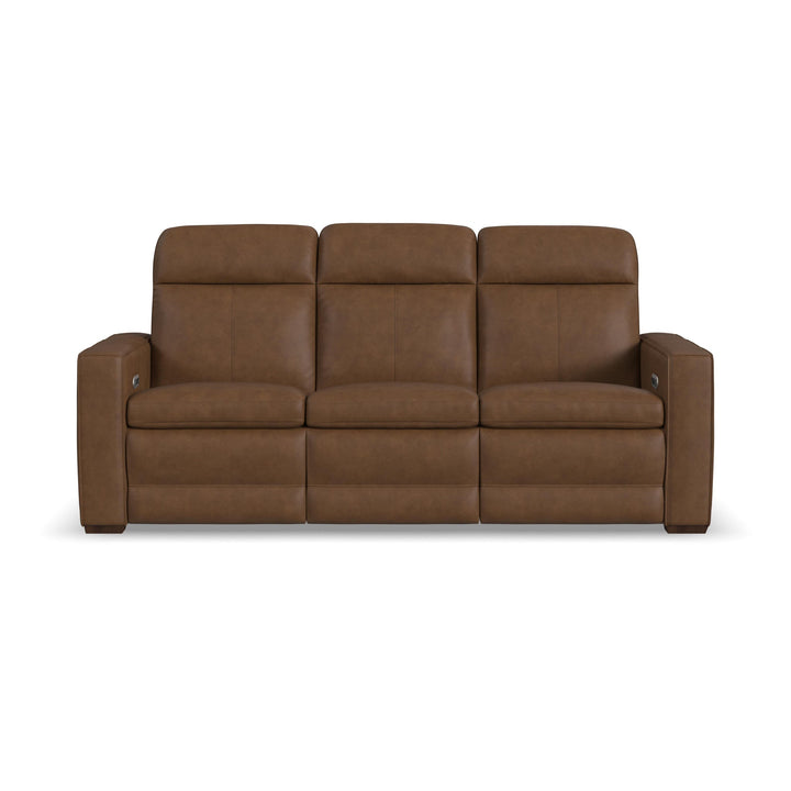 Dutch Leather Power Reclining Sofa with Console, Power Headrest, &amp; Lumbar in Cortado