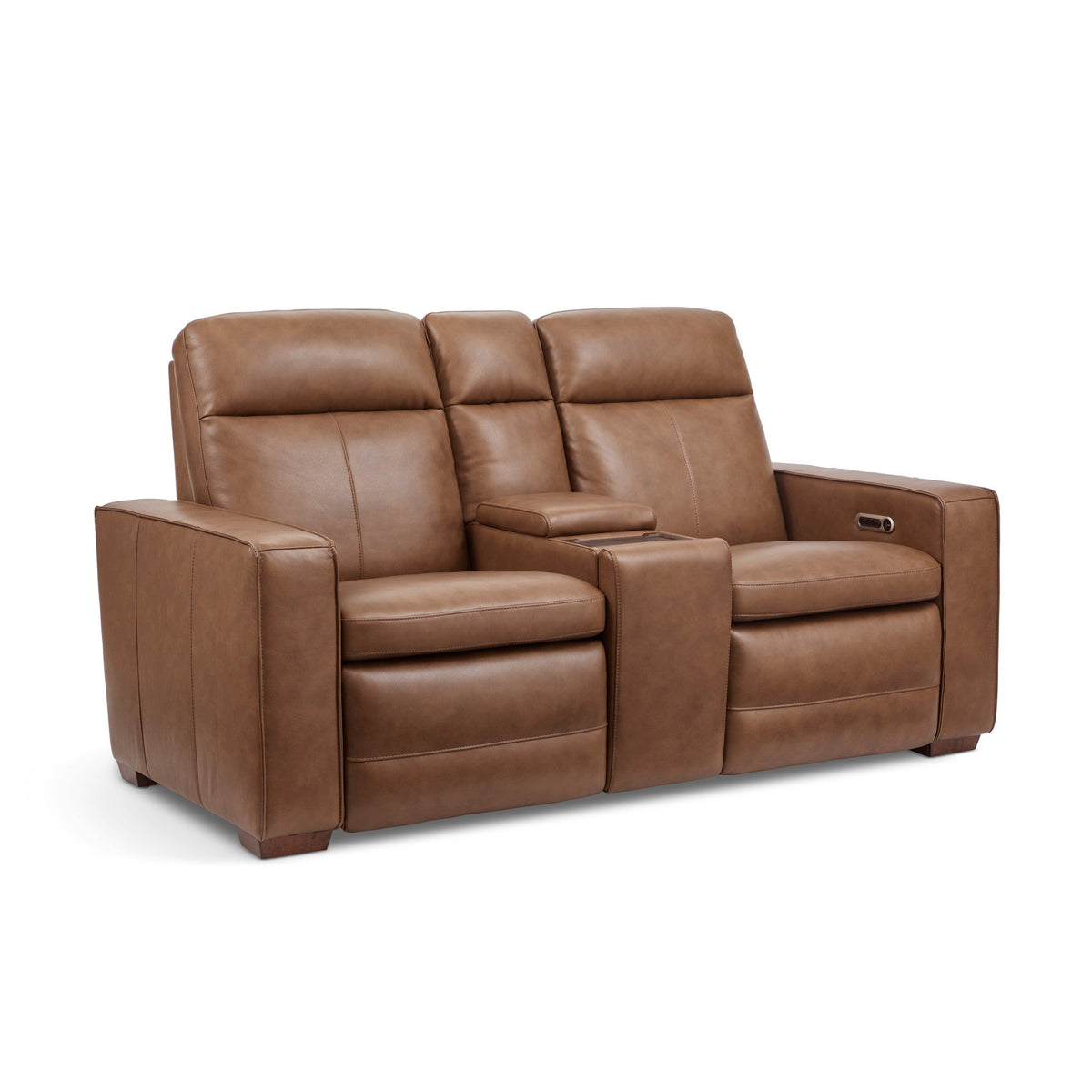 Dutch Leather Power Reclining Loveseat with Console, Power Headrest & Lumbar in Cortado