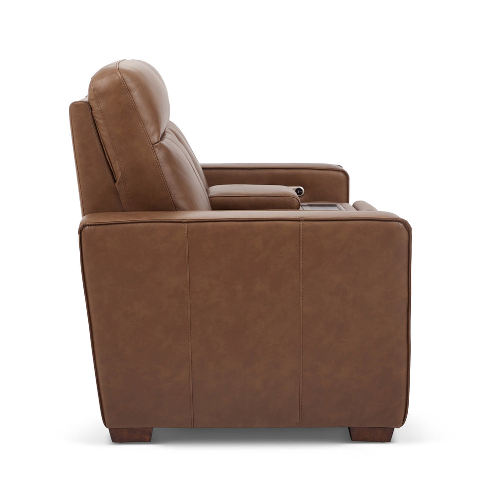 Dutch Leather Power Reclining Loveseat with Console, Power Headrest & Lumbar in Cortado