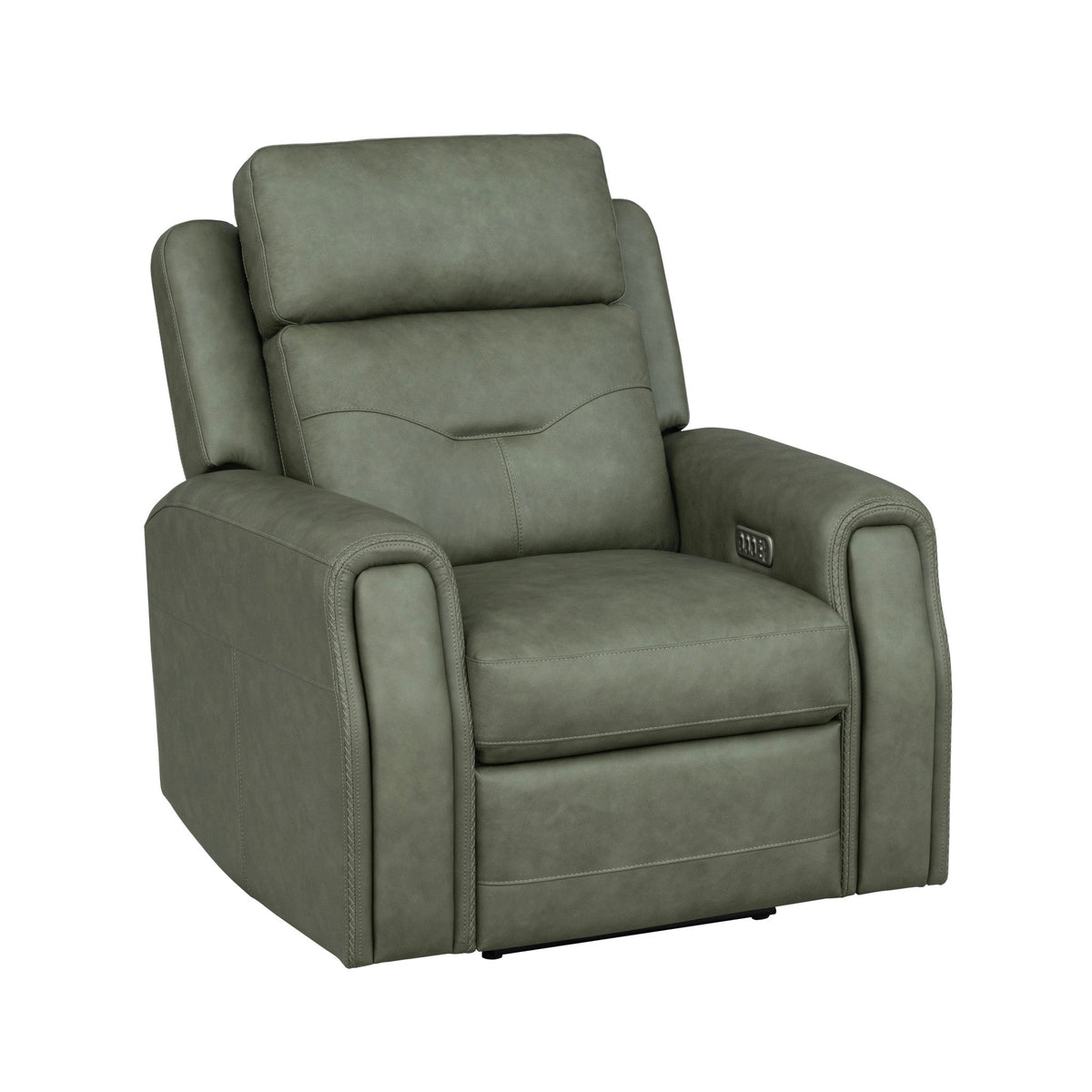 Felix Leather Power Recliner with Power Headrest, Lumbar, Heat & Massage in Forest Green