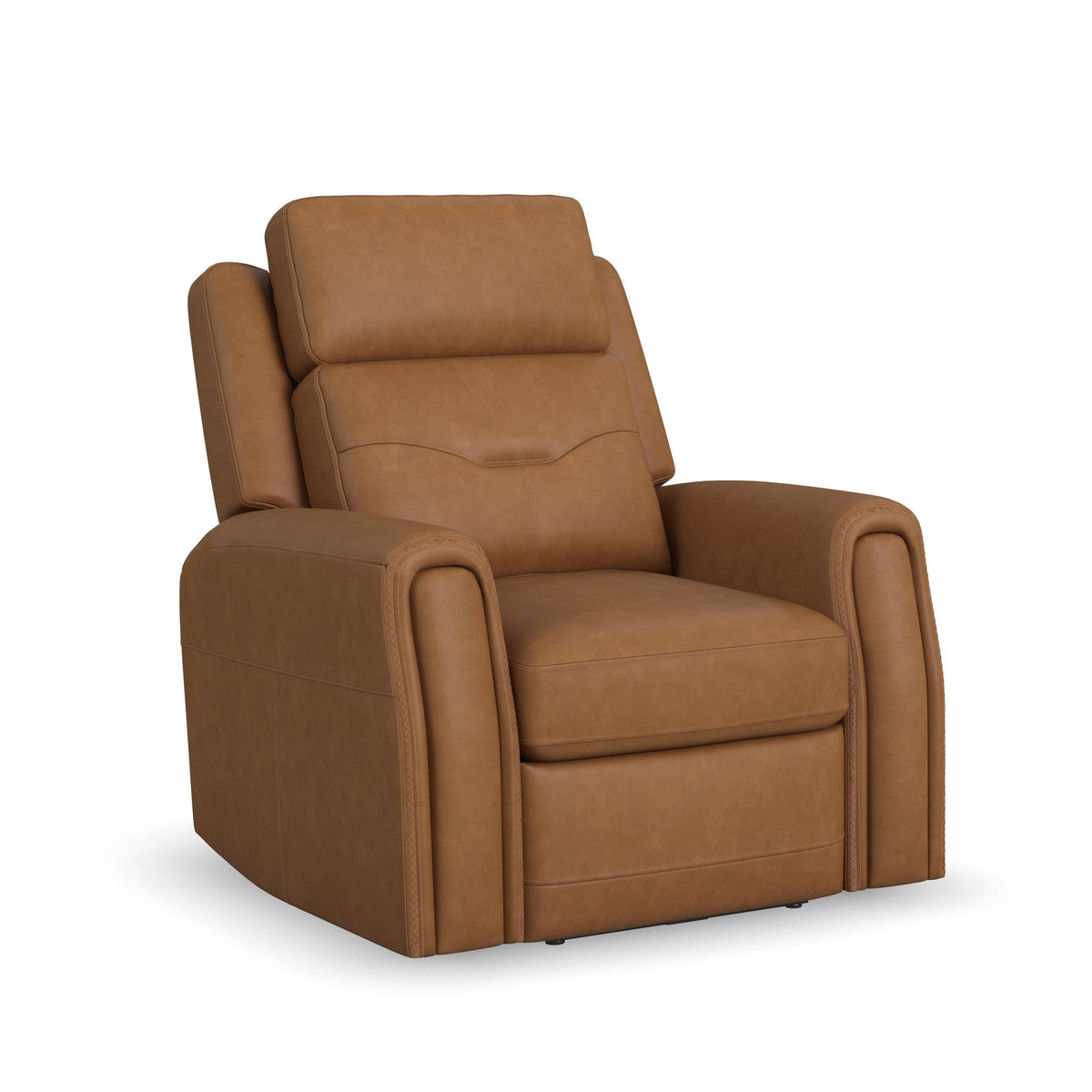 Felix Leather Power Recliner with Power Headrest, Lumbar, Heat & Massage in Toasted Almond