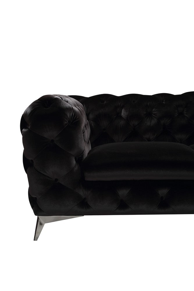 Delilah - Glam Black Fabric Sectional Sofa
