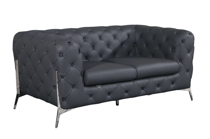 DivanItalia 970 Loveseat in Top-Grain Italian Leather - Dark Gray