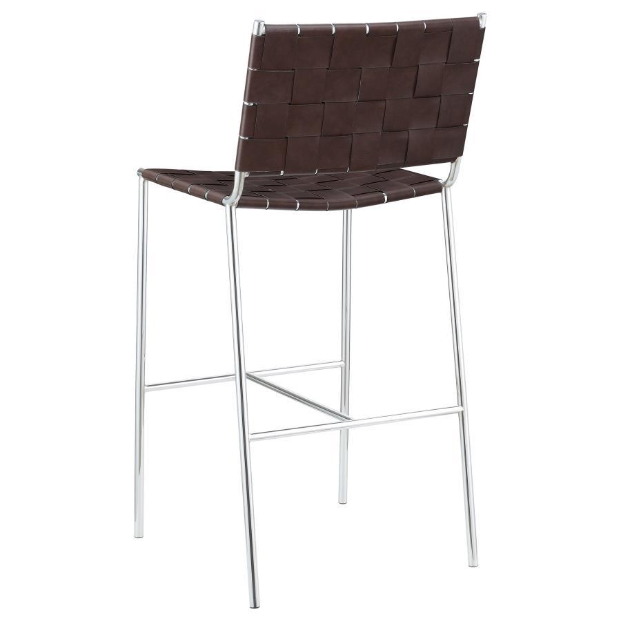 Adelaide - Upholstered Pub Height Bar Stool - Brown And Chrome