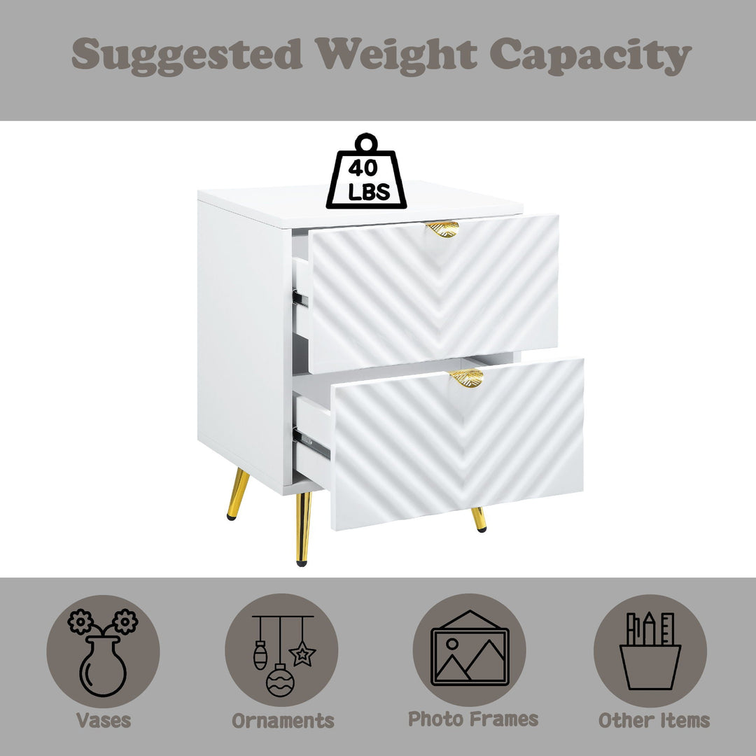 Gaines - High Gloss Nightstand - White