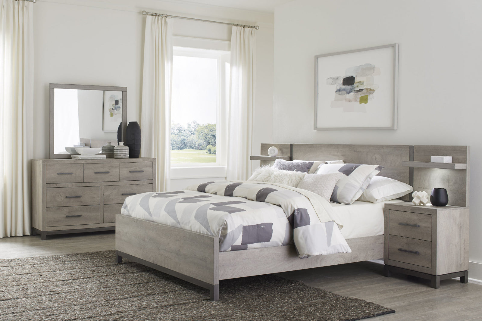 Zephyr The Gray 5pc Set Queen Wall Bed (QB+2NS+2NS-P)