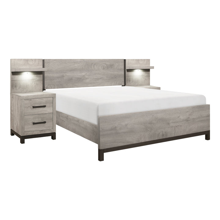 Zephyr The Gray 5pc Set Eastern King Wall Bed (EKB+2NS+2NS-P)