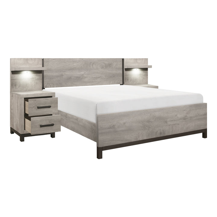 Zephyr The Gray 5pc Set Eastern King Wall Bed (EKB+2NS+2NS-P)