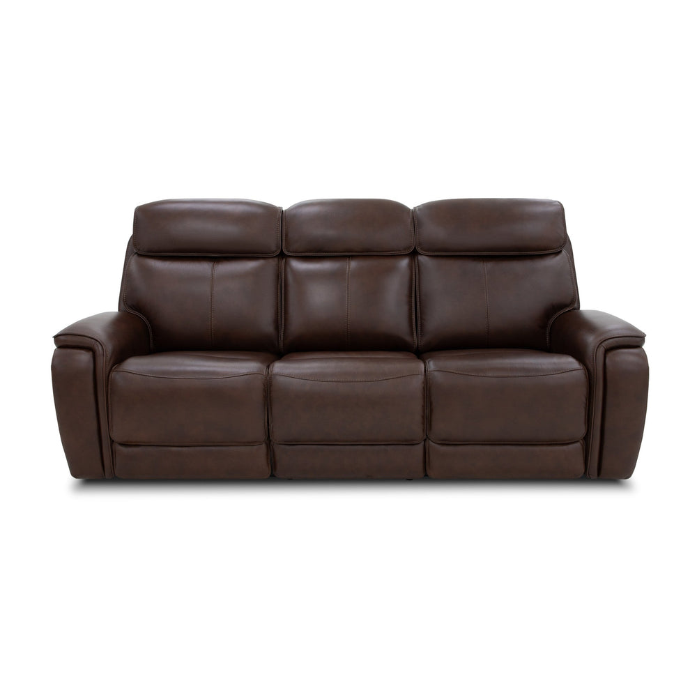 Walker Leather Power Reclining Sofa with Console, Power Headrest & Lumbar