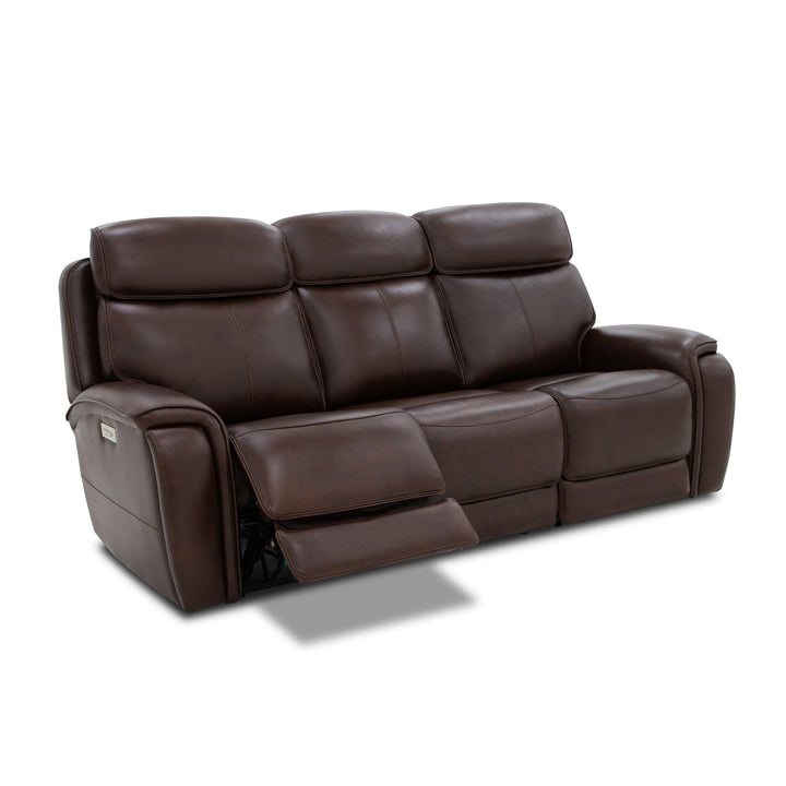 Walker Leather Power Reclining Sofa with Console, Power Headrest &amp; Lumbar