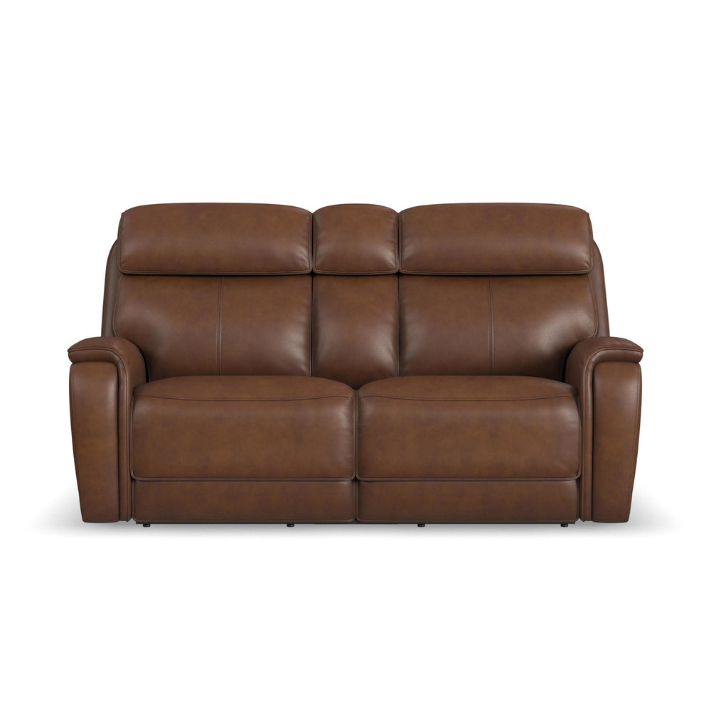 Walker Leather Power Reclining Loveseat with Console, Power Headrest & Lumbar