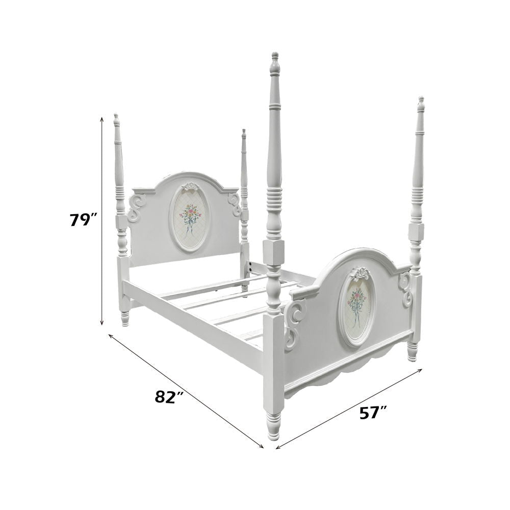 Flora - Full Bed With Poster - White