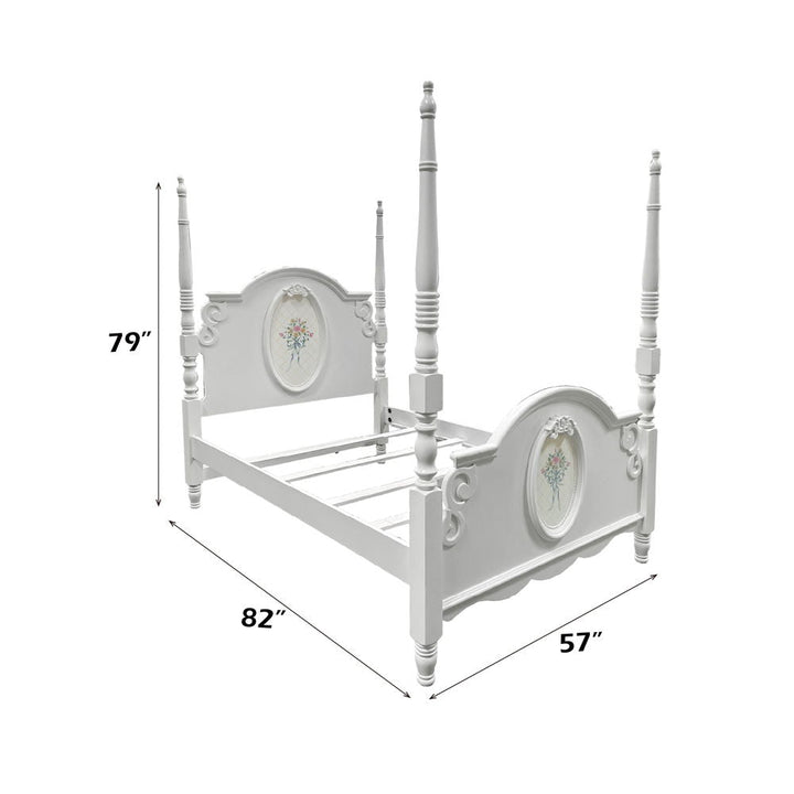 Flora - Full Bed With Poster - White