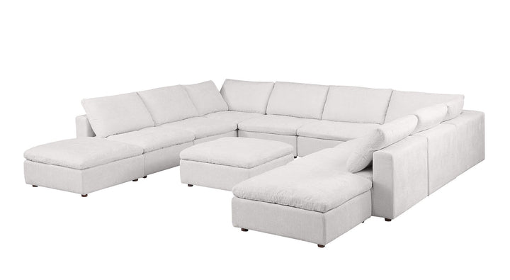 DivanItalia 1100 Top-Grain Italian Leather 11-Piece Sectional with Chaise - Light Gray