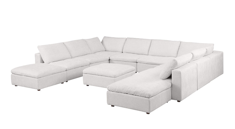 DivanItalia 1100 Top-Grain Italian Leather 11-Piece Sectional with Chaise - Light Gray