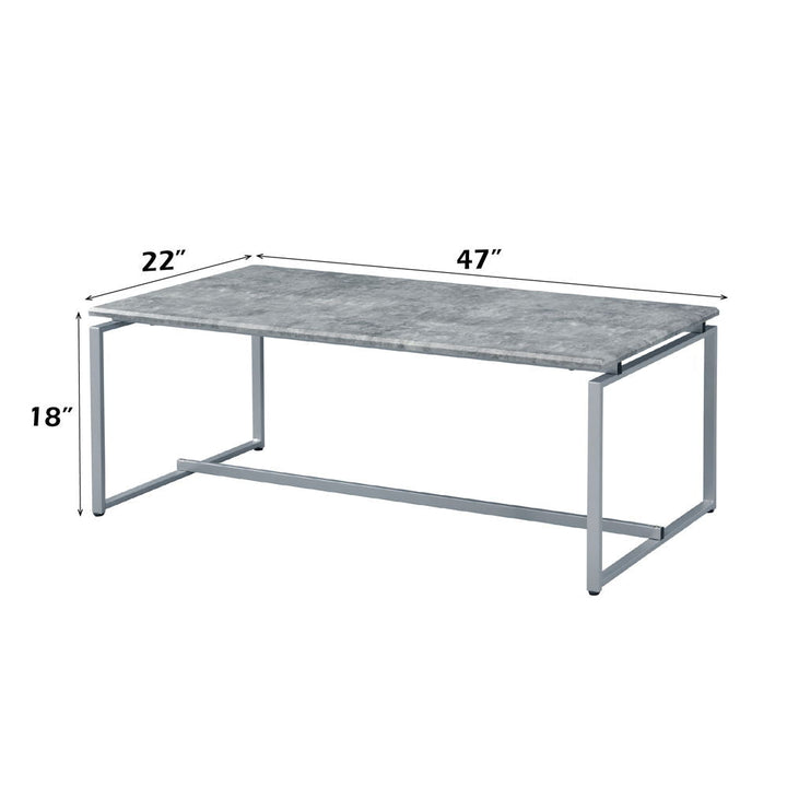 Jurgen - 3 Piece Coffee & End Set - Faux Concrete Top & Silver