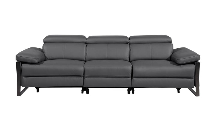 DivanItalia 1246 Modular Power Dual Reclining Sofa with Power Reclining Headrests – Top Grain Italian Leather - Dark Gray