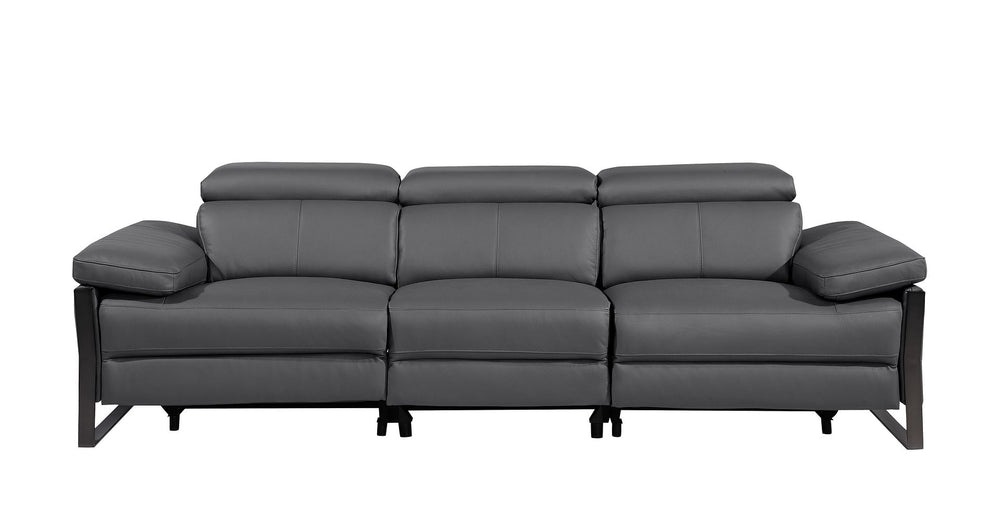 DivanItalia 1246 Modular Power Dual Reclining Sofa with Power Reclining Headrests – Top Grain Italian Leather - Dark Gray