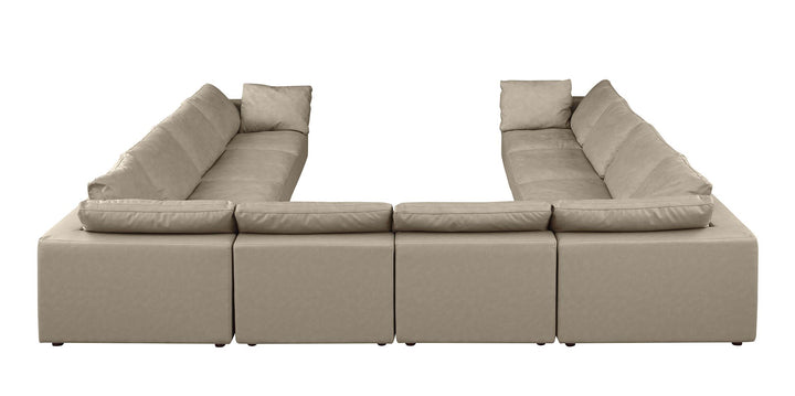 DivanItalia 1100 10-Piece U-Shaped Sectional in Top-Grain Italian Leather - Beige
