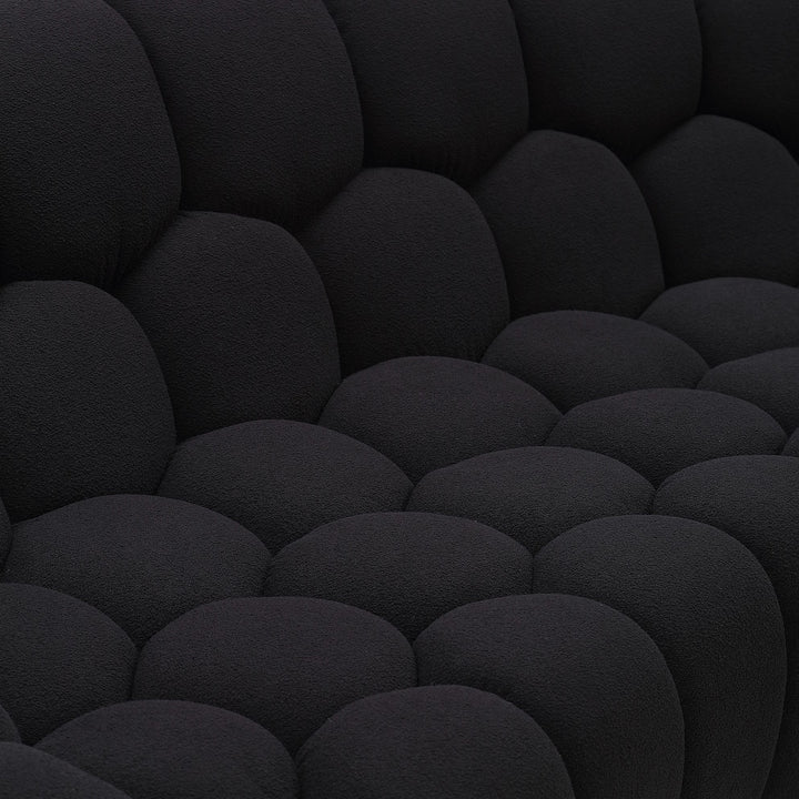 Yolonda - Modern Curved Black Fabric Sofa