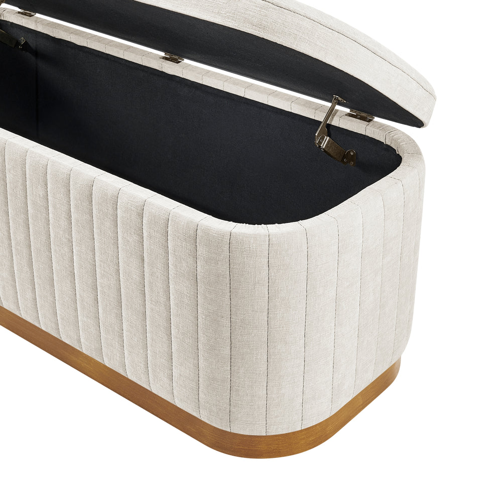 Clinton Chenille Storage Bench - Seneca Beige - view 10