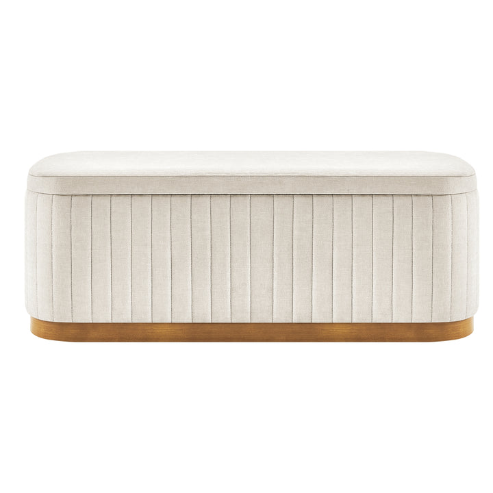 Clinton Chenille Storage Bench - Seneca Beige - view 4