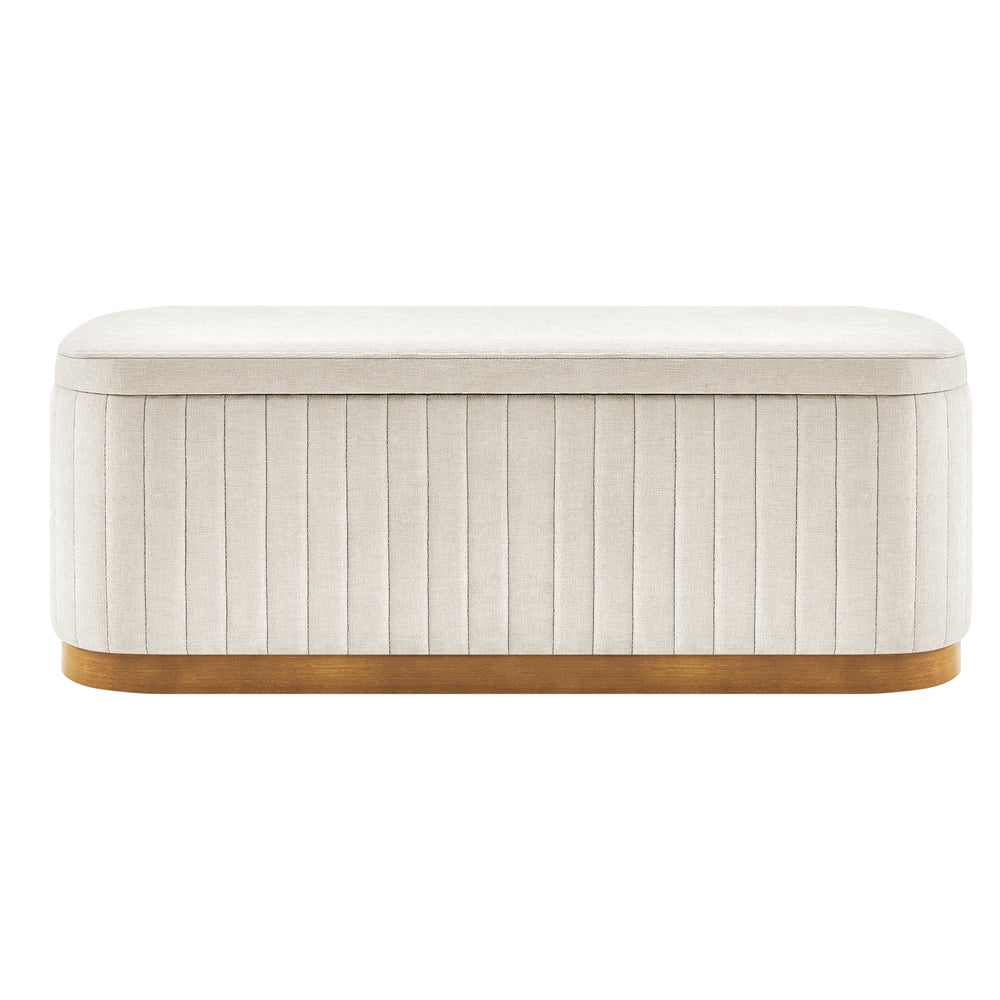 Clinton Chenille Storage Bench - Seneca Beige - view 4