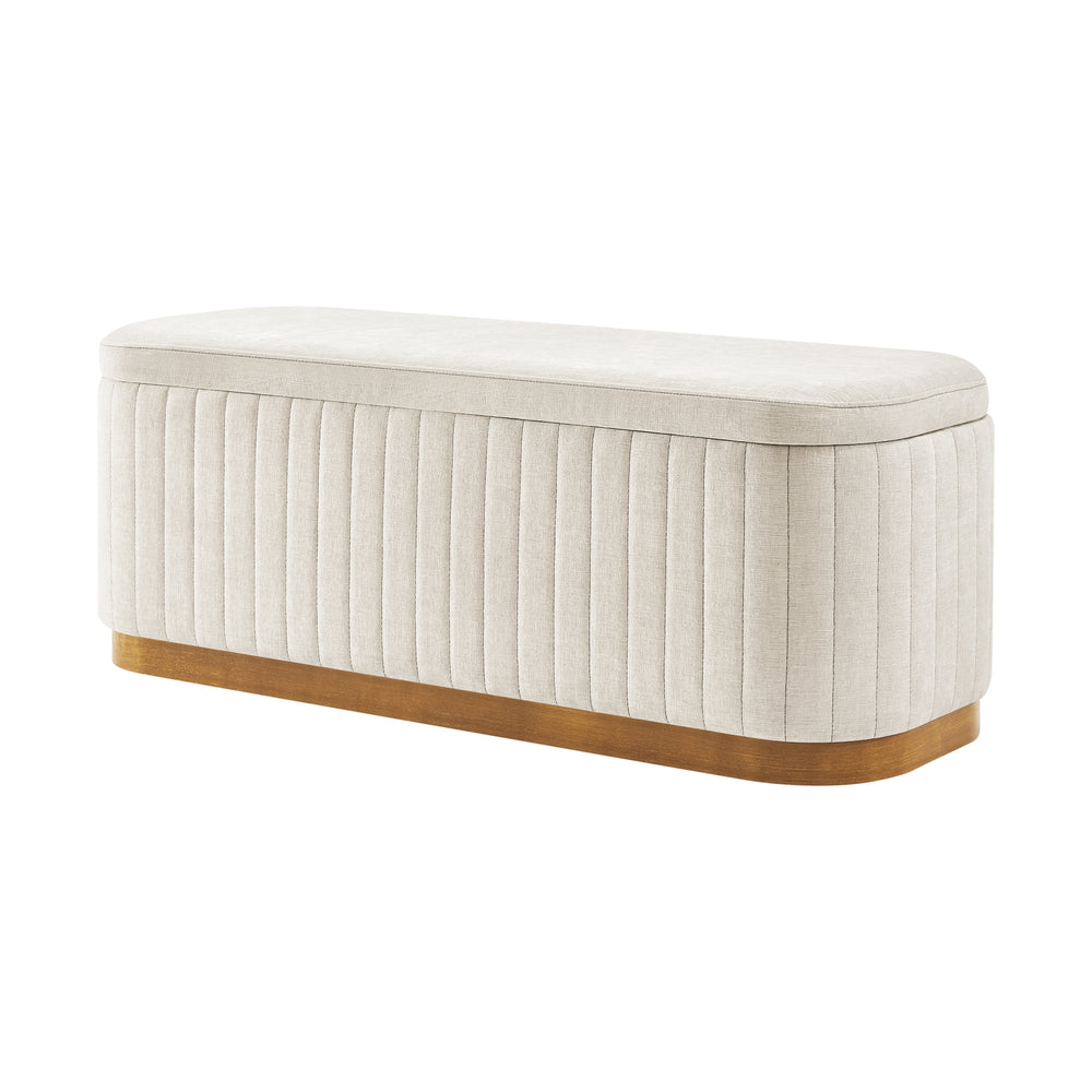Clinton Chenille Storage Bench - Seneca Beige
