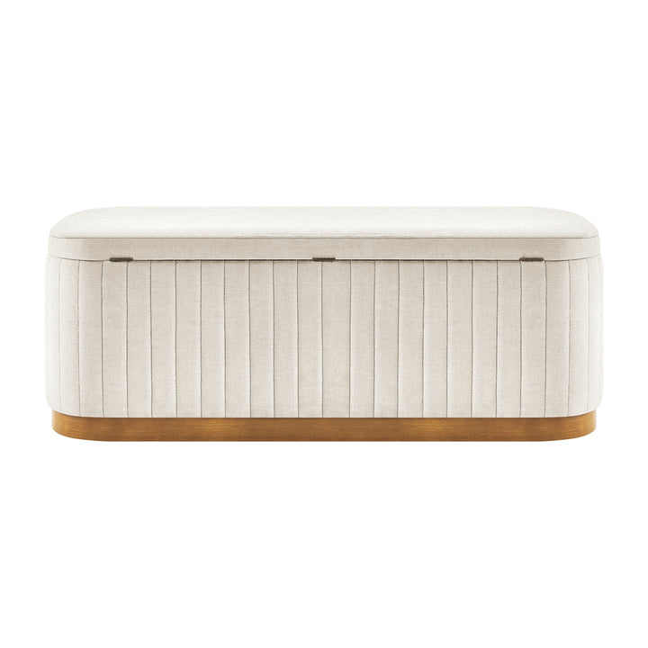 Clinton Chenille Storage Bench - Seneca Beige - view 6