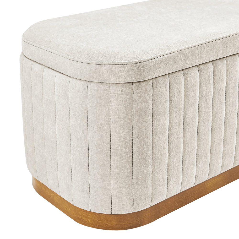 Clinton Chenille Storage Bench - Seneca Beige - view 9