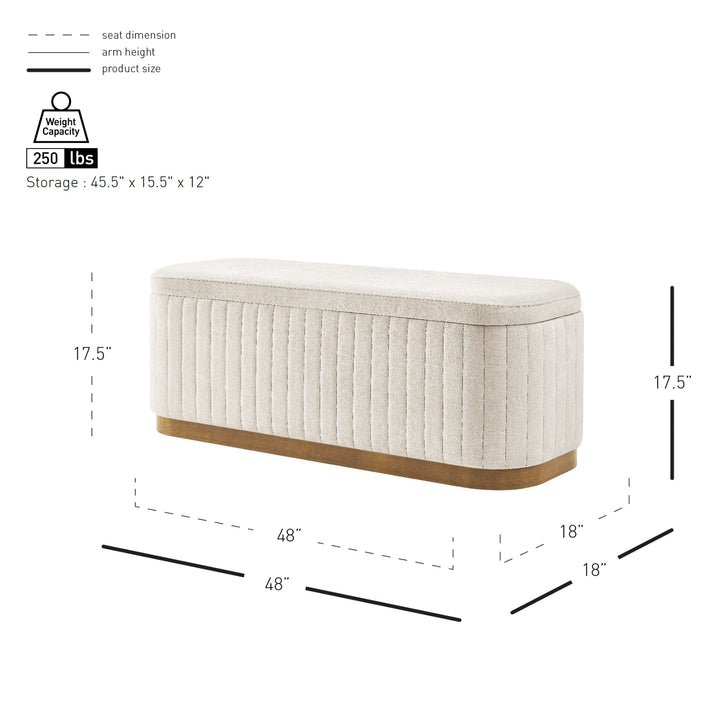 Clinton Chenille Storage Bench - Seneca Beige - view 2